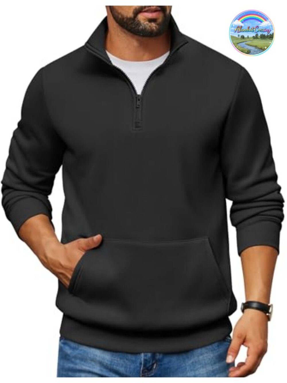 Men's Fleece Lined Quarter Zip Pullover Long Sleeve Sweatshirt